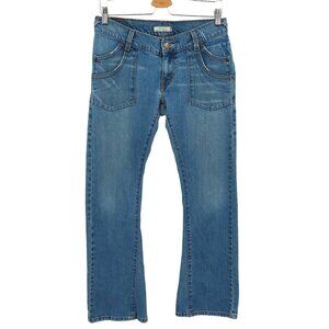 Levis Juniors 9 Blue Distressed Low Rise Flare Leg Denim Jeans Pants Y2K 2000s